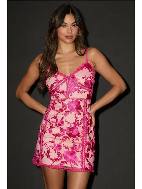 Lulus Dresses & Skirts - Lulus Pink Floral Embroidered Lace Sleeveless Mini Cocktail Dress Women Size Xs